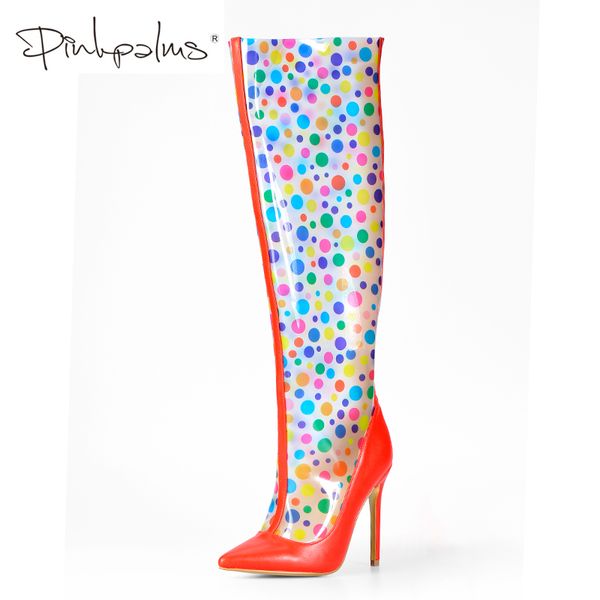 pink palms shoes women transparent boots autumn high heel perspex shoes clear pvc with polka dot over the knee boots ladies boot, Black
pink palms shoes women transparent boots autumn high heel perspex shoes clear pvc with polka dot over the knee boots ladies boot, Black
