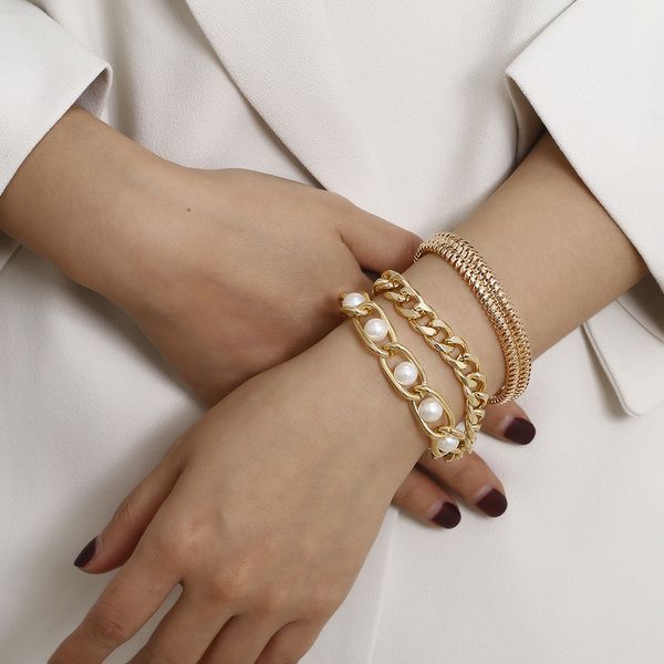 3pcs/lot punk miami curb cuban thick bracelet bangle chunky heavy metal imitation pearl bracelet wrist chain jewelry, Black
3pcs/lot punk miami curb cuban thick bracelet bangle chunky heavy metal imitation pearl bracelet wrist chain jewelry, Black
