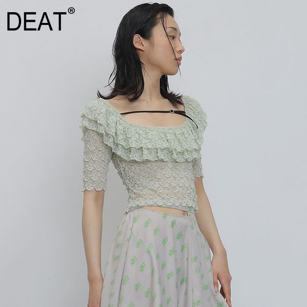 women's blouses & shirts deat women green ruffles lace split blouse round neck short sleeve loose fit shirt fashion summer 2021 1u566, White
women's blouses & shirts deat women green ruffles lace split blouse round neck short sleeve loose fit shirt fashion summer 2021 1u566, White