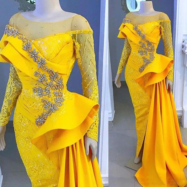 Yellow Prom Dresses 2019 Lace Appliques Beading Sequins Long Sleeve Mermaid Evening Dresses Detachable Train Vestidos de Fiesta
Yellow Prom Dresses 2019 Lace Appliques Beading Sequins Long Sleeve Mermaid Evening Dresses Detachable Train Vestidos de Fiesta