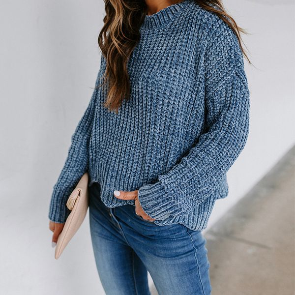 2020 spring new european and american fashion round neck loose long sleeve irregular ladies sweater knit sweater women, White;black
2020 spring new european and american fashion round neck loose long sleeve irregular ladies sweater knit sweater women, White;black