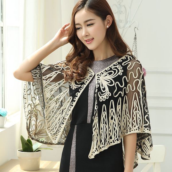 oversized women summer lace embroidery flower mesh cardigan shawl feminino elegant thin gauze see-through poncho cape jacket, White;black
oversized women summer lace embroidery flower mesh cardigan shawl feminino elegant thin gauze see-through poncho cape jacket, White;black