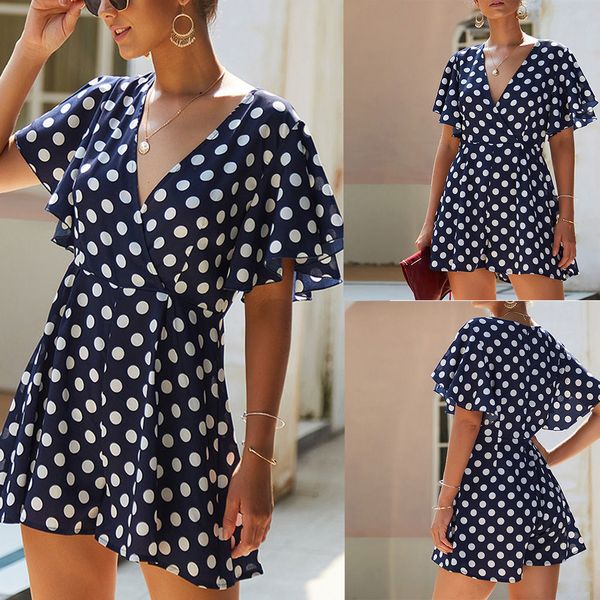 women polka dot v neck ruffles short sleeve short jumpsuits playsuits for summer a66, Black;white
women polka dot v neck ruffles short sleeve short jumpsuits playsuits for summer a66, Black;white