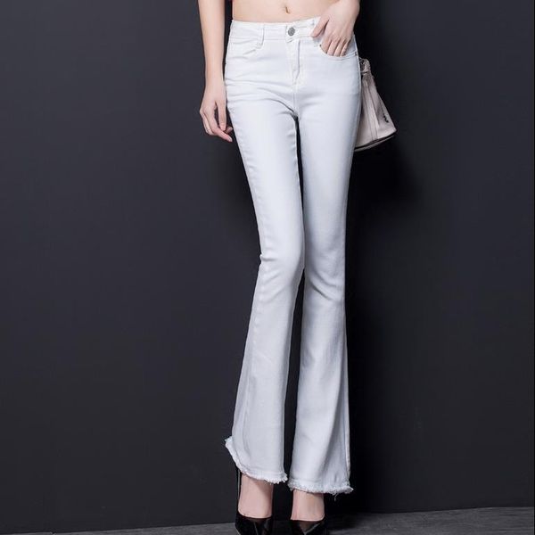2017 spring high waist jeans ladies stretch new white flare pants trousers women, Blue
2017 spring high waist jeans ladies stretch new white flare pants trousers women, Blue