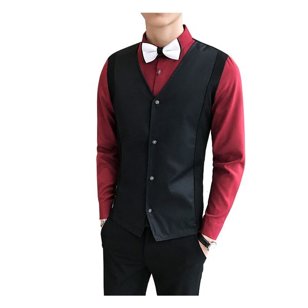 2020 new fashion two pieces tuxedo shirt color block long sleeve big size xxxxxl men's fake suit waistcoat shirts male, White;black
2020 new fashion two pieces tuxedo shirt color block long sleeve big size xxxxxl men's fake suit waistcoat shirts male, White;black