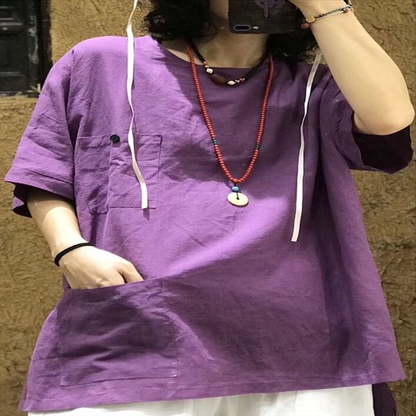 short cotton and linen t- cotton and linen shirt women's casual versatile small shirt fashion, White
short cotton and linen t- cotton and linen shirt women's casual versatile small shirt fashion, White