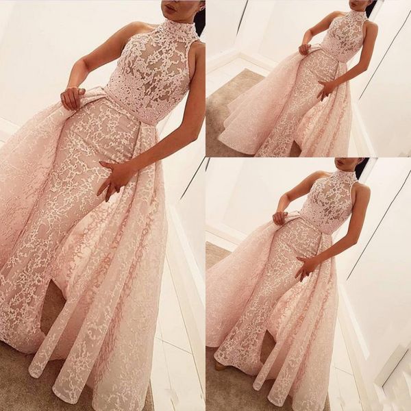 2019 new arabic pink mermaid wedding dresses high neck illusion full lace overskirts detachable train plus size formal bridal gowns, White
2019 new arabic pink mermaid wedding dresses high neck illusion full lace overskirts detachable train plus size formal bridal gowns, White