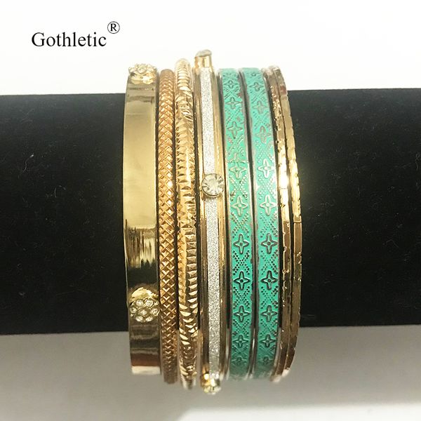 gothletic 8pcs/lot gold-color texture metal bracelets & bangles multilayer bangle set women fashion jewelry, Black
gothletic 8pcs/lot gold-color texture metal bracelets & bangles multilayer bangle set women fashion jewelry, Black
