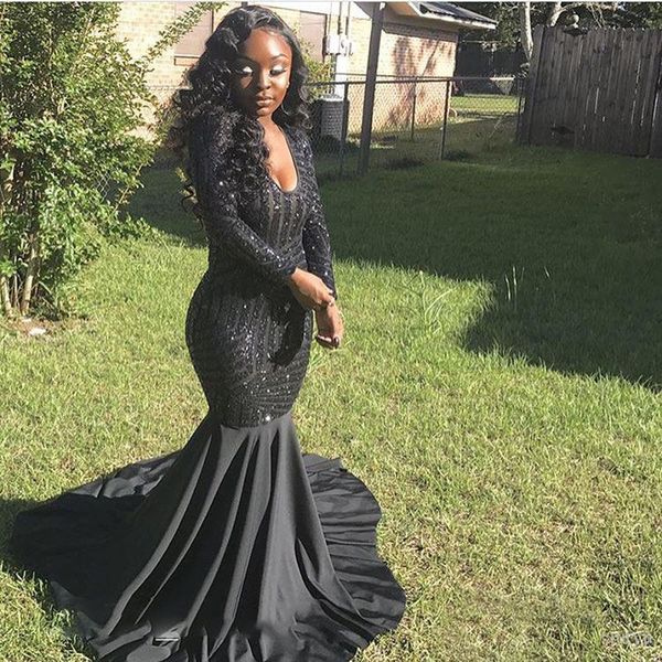 mermaid 2019 evening dress long sleeves v neck bling sequins african arabic formal dresses party prom wear robe de soiree, Black
mermaid 2019 evening dress long sleeves v neck bling sequins african arabic formal dresses party prom wear robe de soiree, Black