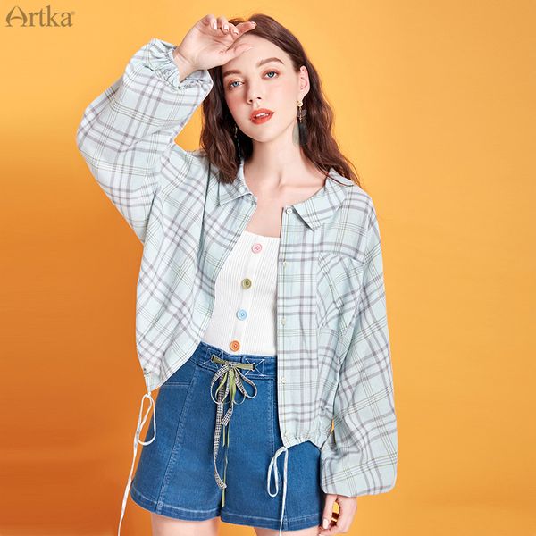 artka 2020 spring new women's blouse fashion letter print plaid shirt loose casual lantern sleeve drawstring shirt coat sa25002c, White
artka 2020 spring new women's blouse fashion letter print plaid shirt loose casual lantern sleeve drawstring shirt coat sa25002c, White