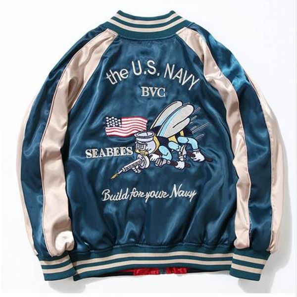 two sides delicate embroidery smooth men and women sukajan yokosuka souvenir spring and autumn thin baseball jacket loose coats, Black;brown
two sides delicate embroidery smooth men and women sukajan yokosuka souvenir spring and autumn thin baseball jacket loose coats, Black;brown