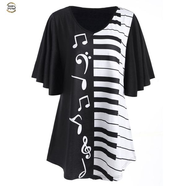 women 5xl musical v neck notes print 2019 casual loose half sleeve shirt plus size women clothing c2935, White
women 5xl musical v neck notes print 2019 casual loose half sleeve shirt plus size women clothing c2935, White