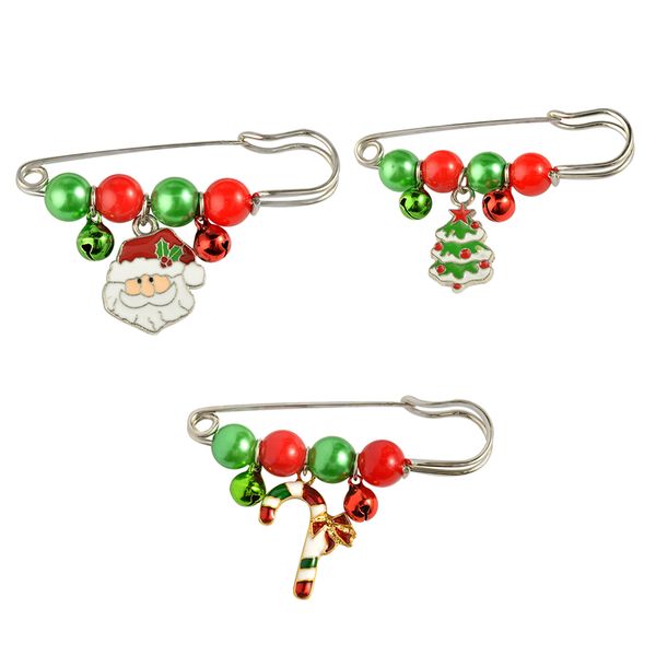 3 pieces christmas xmas safety pin brooch corsage breastpin party decor gift, Gray
