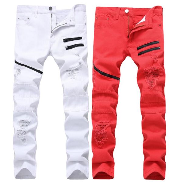 men jeans straight casual jeans fashion slim elasticity men's pants zipper white red black denim trousers w76, Blue
men jeans straight casual jeans fashion slim elasticity men's pants zipper white red black denim trousers w76, Blue