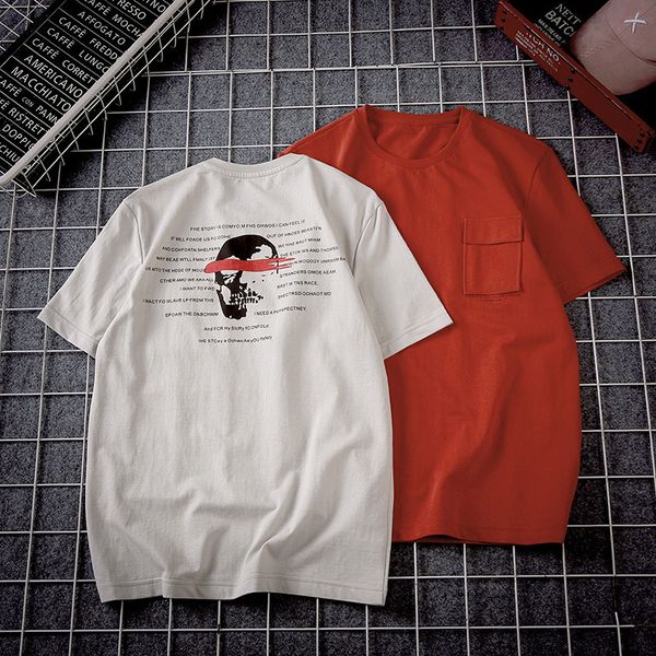 2019 summer men's printed short-sleeved round collar t-shirt base shirt casual large size men's wear t-shirt, White;black
2019 summer men's printed short-sleeved round collar t-shirt base shirt casual large size men's wear t-shirt, White;black