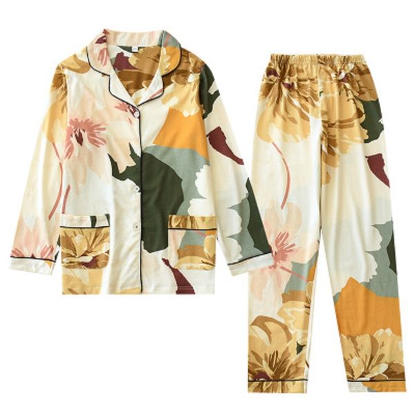 cotton two pieces pajamas set for women overall printed sleepwear spring long sleeve pijamas female casual homewear, Black;red
cotton two pieces pajamas set for women overall printed sleepwear spring long sleeve pijamas female casual homewear, Black;red