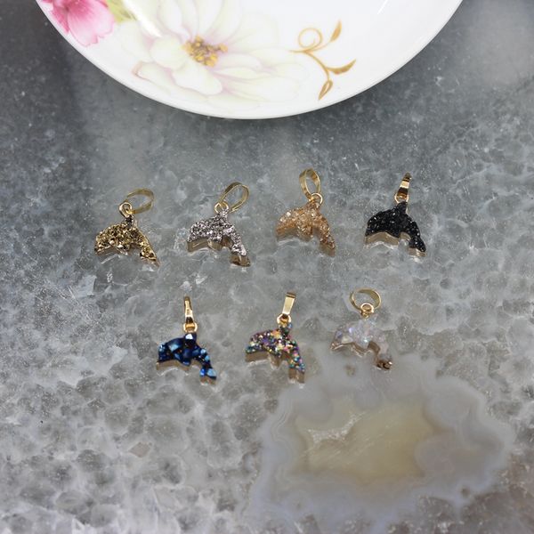 7 color choice,carving dolphin earrings charms,quartz druzy,titanium agates drusy geode pendant necklace jewelry, Bronze;silver
7 color choice,carving dolphin earrings charms,quartz druzy,titanium agates drusy geode pendant necklace jewelry, Bronze;silver