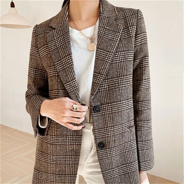 women's suits & blazers fashion plaid women suit fall / winter loose casual retro woolen, White;black
women's suits & blazers fashion plaid women suit fall / winter loose casual retro woolen, White;black