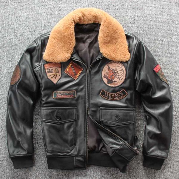 2019 men black gun leather pilot jacket plus size 3xl collar genuine cowhide leather pilot coat ing
2019 men black gun leather pilot jacket plus size 3xl collar genuine cowhide leather pilot coat ing