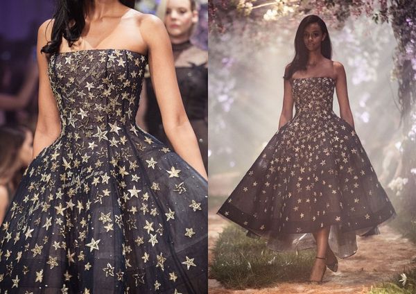 paolo sebastian 2019 prom dresses strapless luxury gold stars evening gowns tea length a line party dress robes de p008, Black
paolo sebastian 2019 prom dresses strapless luxury gold stars evening gowns tea length a line party dress robes de p008, Black