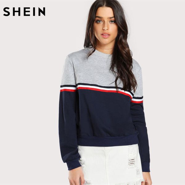shein striped woven tape detail two tone sweatshirt women casual pullovers color block long sleeve sweatshirts, Black
shein striped woven tape detail two tone sweatshirt women casual pullovers color block long sleeve sweatshirts, Black