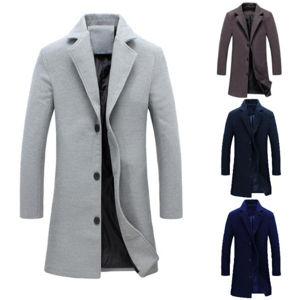мода мужчины зима solid color long шерстяные пальто однобортный пиджак теплый шинель, Black
мода мужчины зима solid color long шерстяные пальто однобортный пиджак теплый шинель, Black