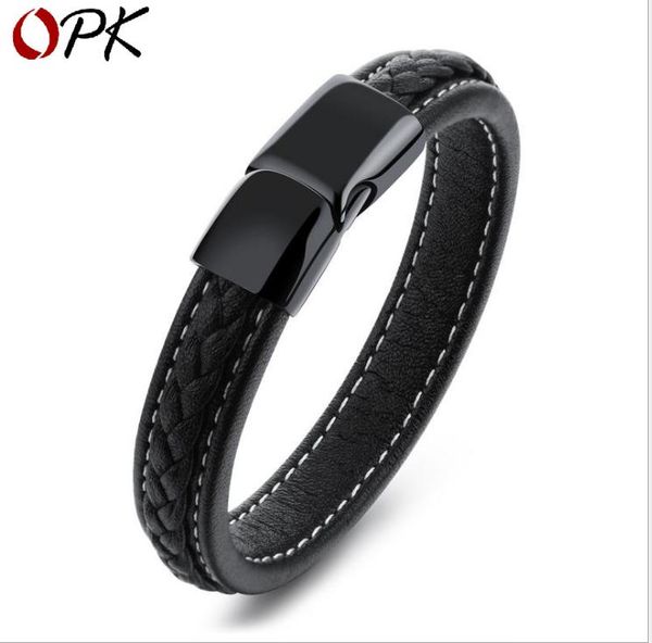 korean version of the jewelry pure black titanium steel leather bracelet fashion simple male leather bracelet tide male accessories, Golden;silver
korean version of the jewelry pure black titanium steel leather bracelet fashion simple male leather bracelet tide male accessories, Golden;silver