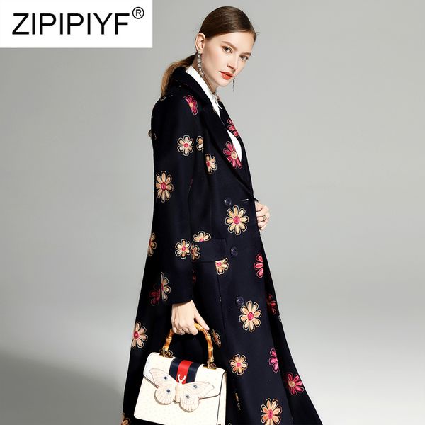 women's wool & blends casual vintage women long woolen coats floral embroidery sleeve double-breasted dark blue overcoats elegant z343, Black
women's wool & blends casual vintage women long woolen coats floral embroidery sleeve double-breasted dark blue overcoats elegant z343, Black