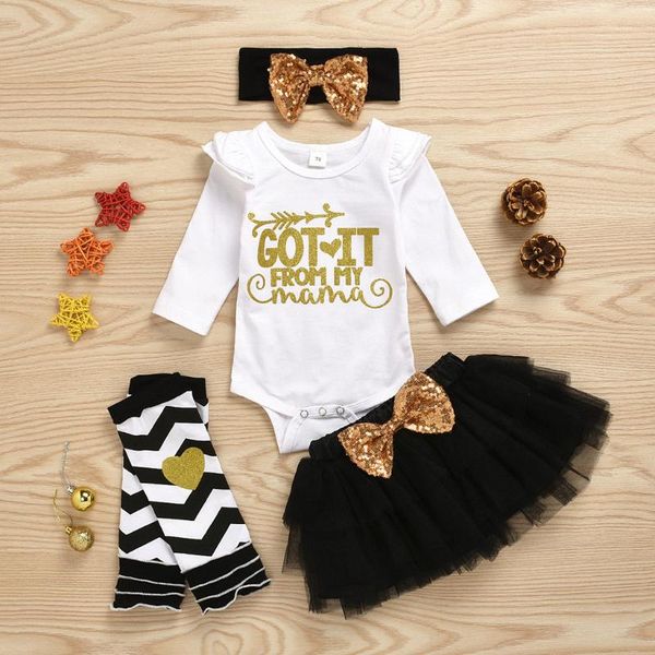 baby girl clothes set mother's day letter printing bodysuit tulle skirt sequins butterfly-knot headband leg warmer clothing set, White
baby girl clothes set mother's day letter printing bodysuit tulle skirt sequins butterfly-knot headband leg warmer clothing set, White