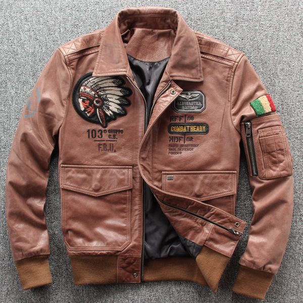 factory 2019 new men brown flight a1 pilot jackets fashion indian skull embroidery real sheepskin biker leather jacket, Black
factory 2019 new men brown flight a1 pilot jackets fashion indian skull embroidery real sheepskin biker leather jacket, Black