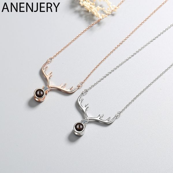 2 colors 925 sterling silver elk antlers necklaces zircon projection necklaces for women christmas jewelry
2 colors 925 sterling silver elk antlers necklaces zircon projection necklaces for women christmas jewelry