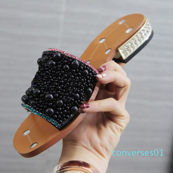 women's rhinestone low-heel slippers black pearl designer work summer women's sandals dress classic trend fashion big size 43 co01
women's rhinestone low-heel slippers black pearl designer work summer women's sandals dress classic trend fashion big size 43 co01