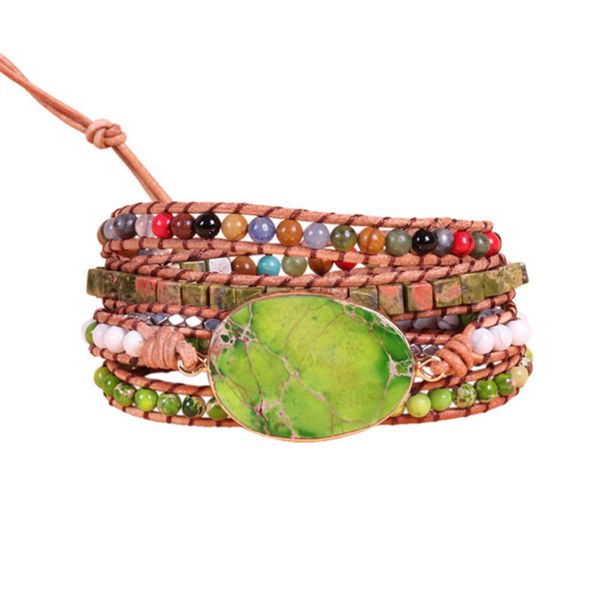 new punk bracelet femme natural king stone five leather wrap bracelet bohemia beach jewelry, Black
new punk bracelet femme natural king stone five leather wrap bracelet bohemia beach jewelry, Black
