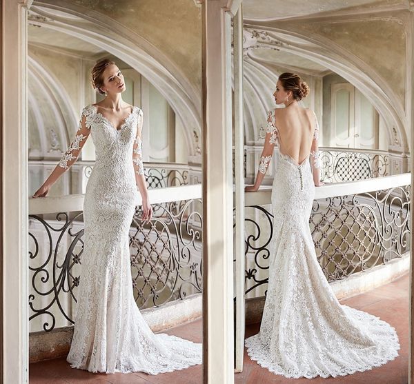 romantic white elegant lace mermaid wedding dresses 2019 designer sheer long sleeves backless bridal gowns custom made, White;pink
romantic white elegant lace mermaid wedding dresses 2019 designer sheer long sleeves backless bridal gowns custom made, White;pink