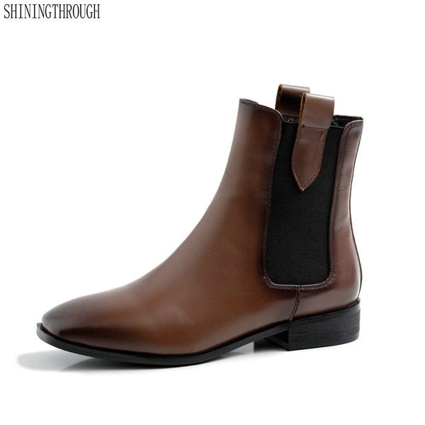 women ankle boots cow leather 3cm low square heels ladies shoes woman square toe elegant office pumps ladies basic boots, Black
women ankle boots cow leather 3cm low square heels ladies shoes woman square toe elegant office pumps ladies basic boots, Black