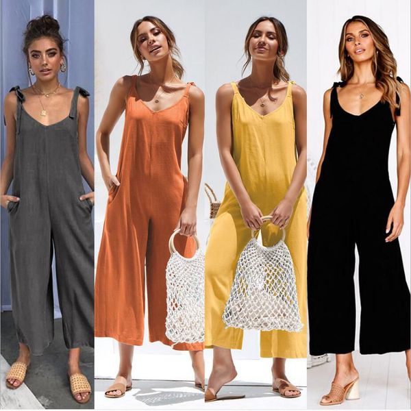 new fashion woman cotton backless sling sleeveless bandage wide leg pants loose jumpsuits wsk38, Black;white
new fashion woman cotton backless sling sleeveless bandage wide leg pants loose jumpsuits wsk38, Black;white