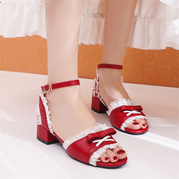pxelena 2020 summer girls lolita sandals ruffles bowknot med heels ankle strap women shoes pink red white party dance uniform 43, Black
pxelena 2020 summer girls lolita sandals ruffles bowknot med heels ankle strap women shoes pink red white party dance uniform 43, Black