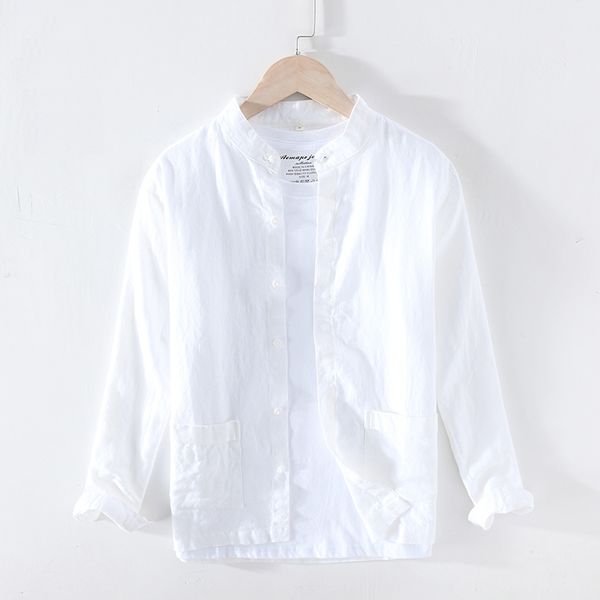 stand collar shirts men 100% linen classical slim fit minimalist casual long sleeve shirt y2548, White;black
stand collar shirts men 100% linen classical slim fit minimalist casual long sleeve shirt y2548, White;black