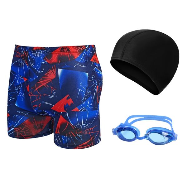 breathable men's swimming trunks swimming cap goggles three piece set