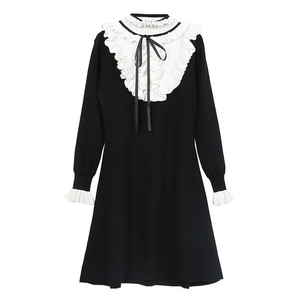 makuluya lace ruffled black white elegant classic women autumn winter turtleneck knitted sweaters pullover basic dresses lmsl6, White;black
makuluya lace ruffled black white elegant classic women autumn winter turtleneck knitted sweaters pullover basic dresses lmsl6, White;black
