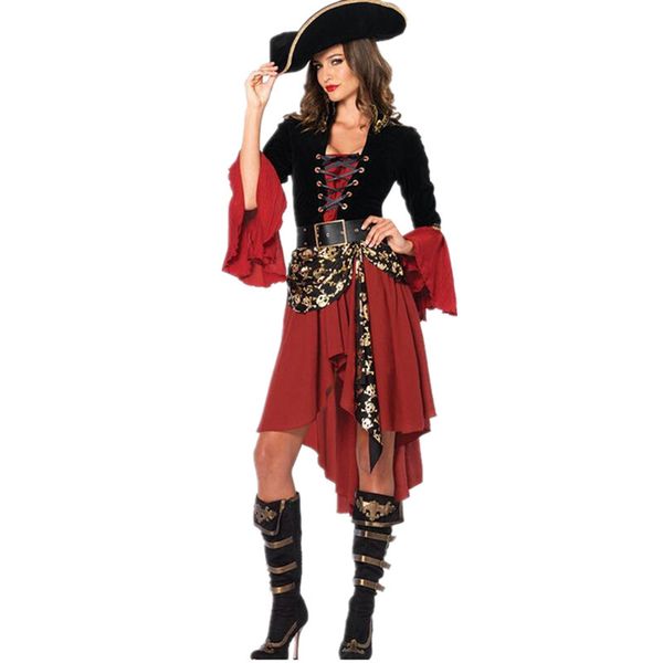 women hallwoeen pirate costume designer dress theme party cosplay theme clothes long sleeve polyeter wholesale, Black;red
women hallwoeen pirate costume designer dress theme party cosplay theme clothes long sleeve polyeter wholesale, Black;red
