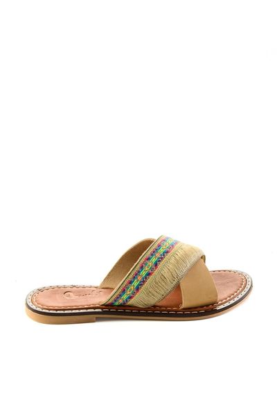 bambi genuine leather beige women 's slippers h0602808203, Black