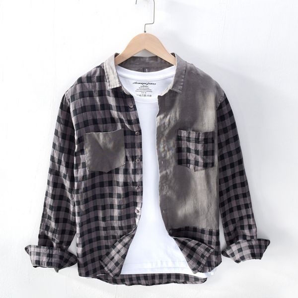 men's cotton linen long sleeve slim fit plaid patchwork dress shirt men social business shirts male camisa chemise ts-554, White;black
men's cotton linen long sleeve slim fit plaid patchwork dress shirt men social business shirts male camisa chemise ts-554, White;black