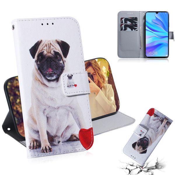 кошелек чехол для huawei p30 lite / nova 4e крышка горячий продавать цветной рисунок волк тигр лев сова собака с карты слот дизайн