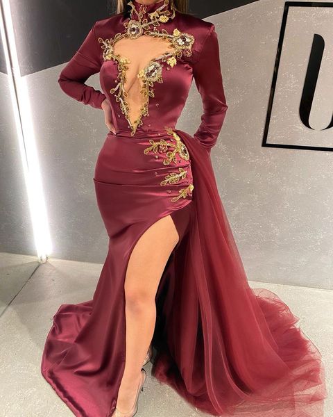2020 arabic aso ebi burgundy mermaid evening dresses lace beaded prom dresses high neck formal party second reception gowns, Black
2020 arabic aso ebi burgundy mermaid evening dresses lace beaded prom dresses high neck formal party second reception gowns, Black