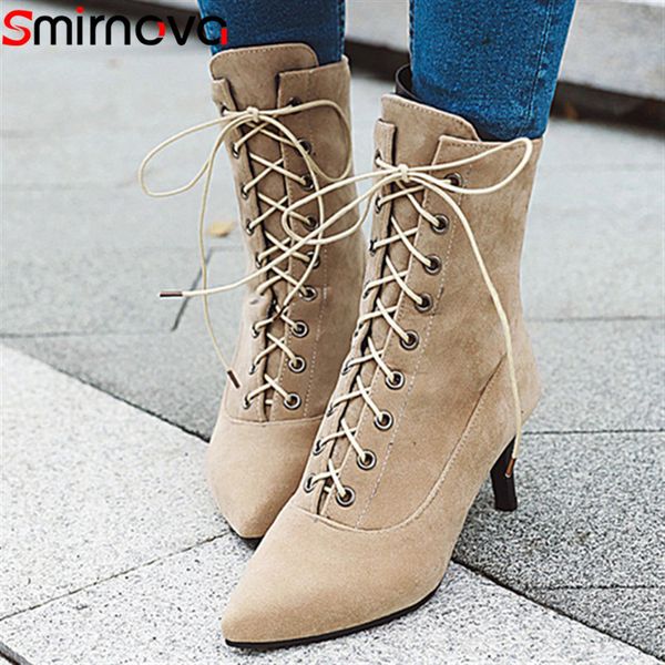 smirnova new arrive 2020 winter women ankle boots pointed toe lace up shoes for woman black high heels boots
smirnova new arrive 2020 winter women ankle boots pointed toe lace up shoes for woman black high heels boots