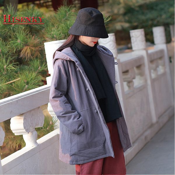 hisenky 2019 autumn winter hooded jacket cotton linen chinese style parkas quilted jacket warm thick cotton-padded coat, Black
hisenky 2019 autumn winter hooded jacket cotton linen chinese style parkas quilted jacket warm thick cotton-padded coat, Black