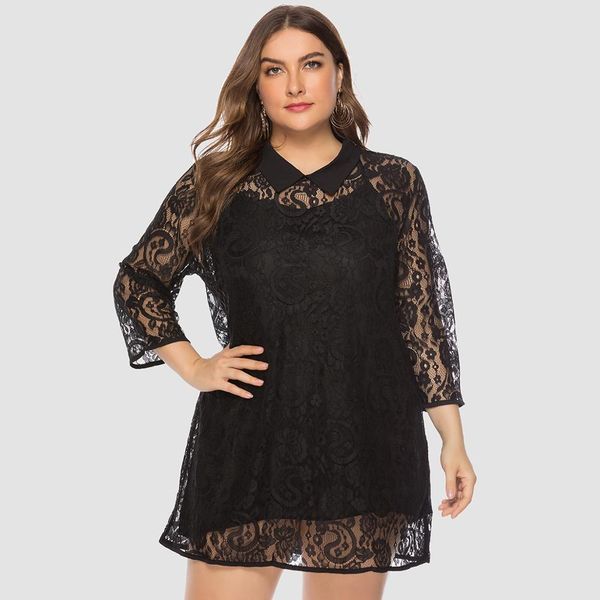 2019 new black lace dress women summer casual plus size womens clothing party dress vestido seven-point sleeve women, Black;gray
2019 new black lace dress women summer casual plus size womens clothing party dress vestido seven-point sleeve women, Black;gray