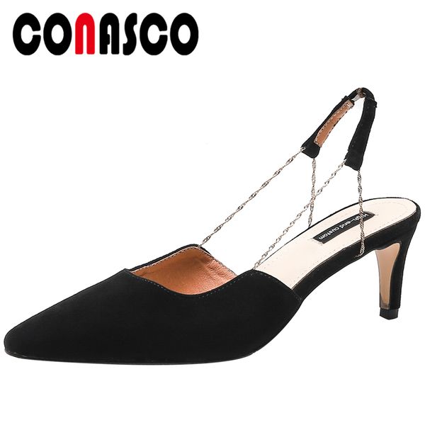 conasco women sandals pumps high heels fashion concise elegant kid suede chain 2020 summer new wedding party casual shoes woman, Black
conasco women sandals pumps high heels fashion concise elegant kid suede chain 2020 summer new wedding party casual shoes woman, Black