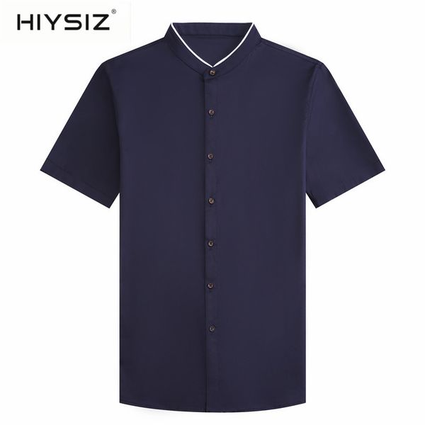 men's casual shirts hiysiz men shirt spring summer short sleeve soft cotton business fashion mandarin collar camisa masculina h6007s, White;black
men's casual shirts hiysiz men shirt spring summer short sleeve soft cotton business fashion mandarin collar camisa masculina h6007s, White;black